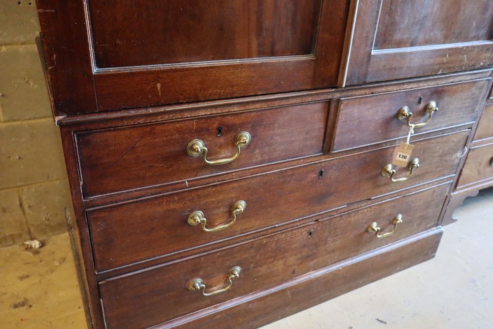 An early 19th century mahogany linen press, width 117cm height 187cm